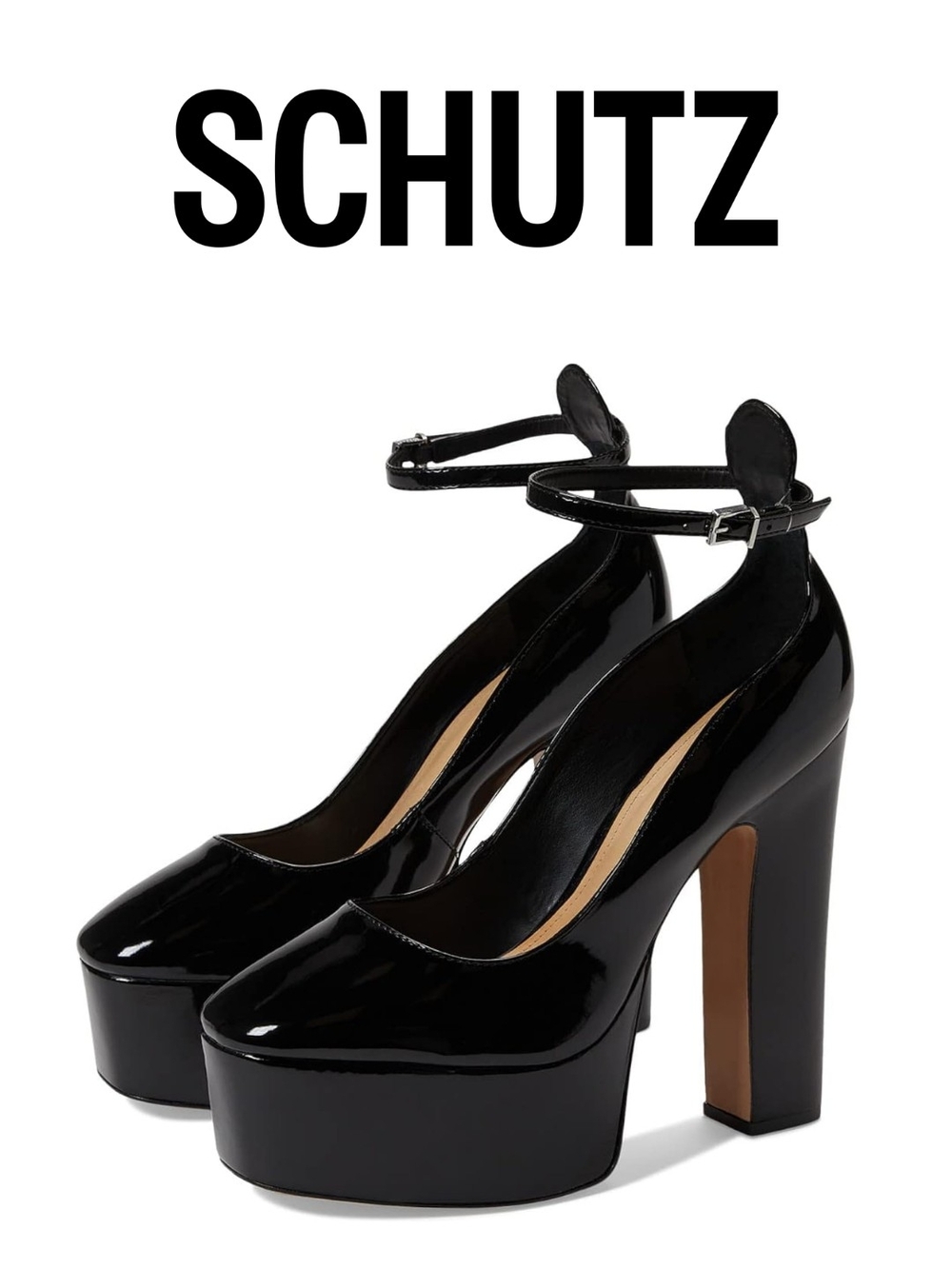 Schutz - Renee Black Patent Platform Pumps - Size 8.5m
